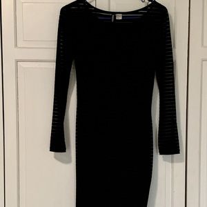 H & M black midi dress. See through sleeves.